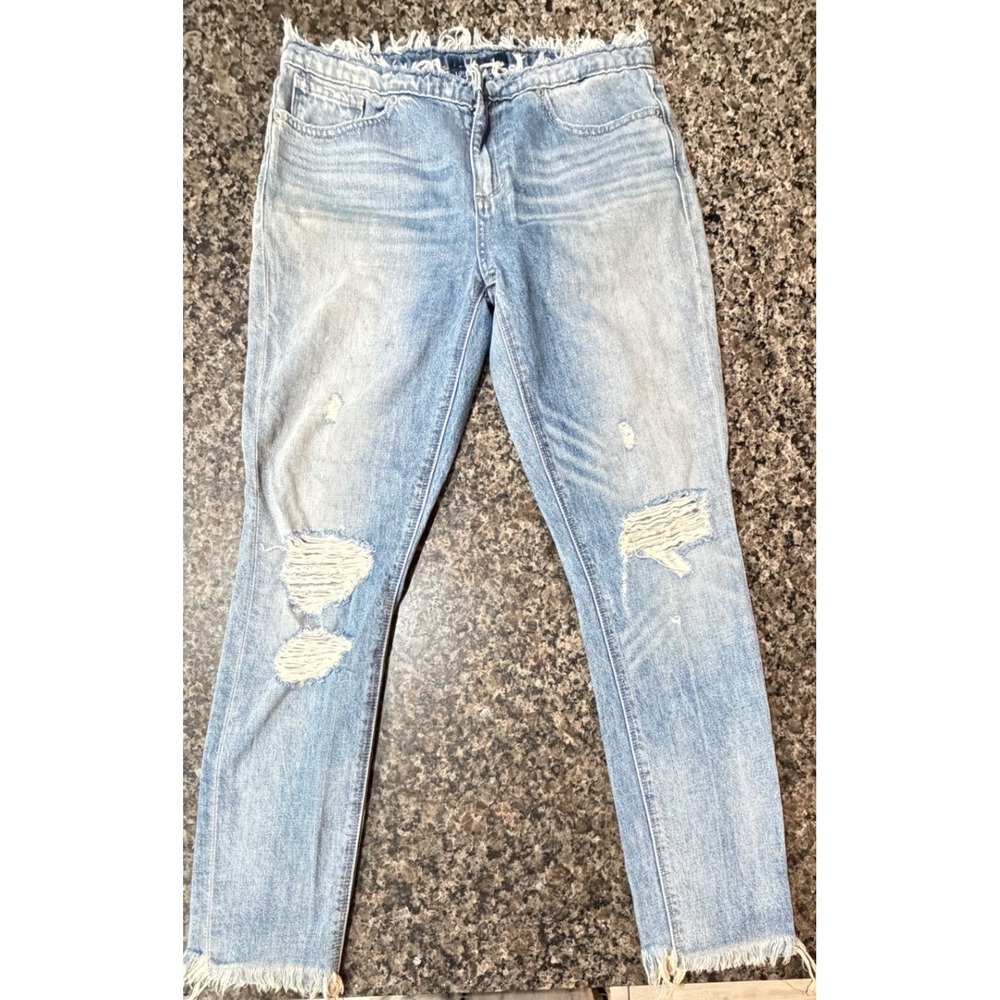 Lucky‎ Brand Womens Straight Leg Jeans Light Wash Raw Fringe Waist Hem Size 4/27